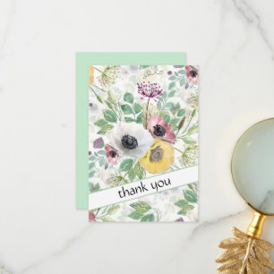 Pink, white and yellow anemones. thank you card
