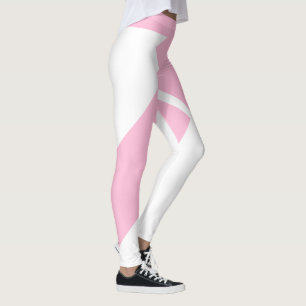 Pink + White Asymmetric Geo Leggings