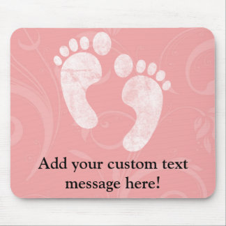 Pink/White Baby Footprints Mouse Mat
