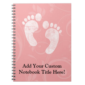 Pink/White Baby Footprints Notebook