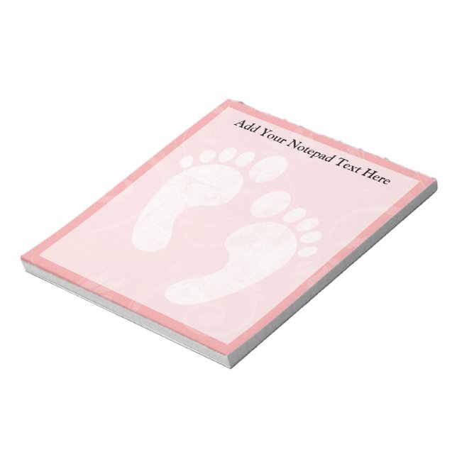 Pink/White Baby Footprints Notepad (Rotated)