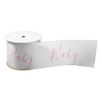 Pink White Baby Girl Script Elegant Baby Shower
