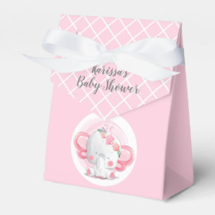 Pink & White Baby Jungle Elephant Party Favour Box