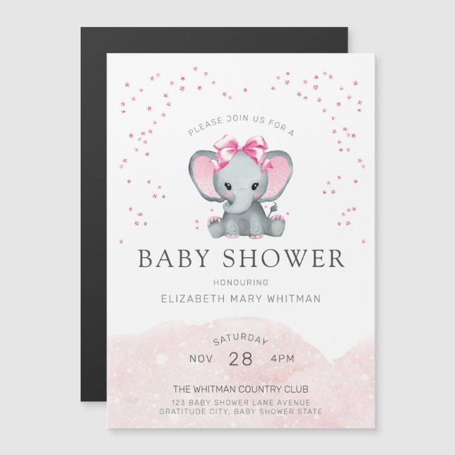 Pink White Baby Shower Invitation (Front/Back)