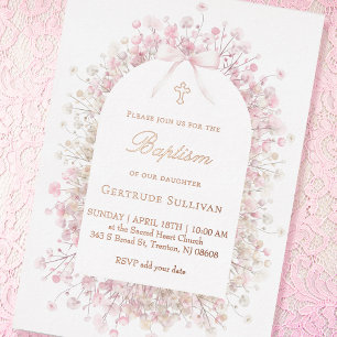 pink white baby's breath flowers Baptism