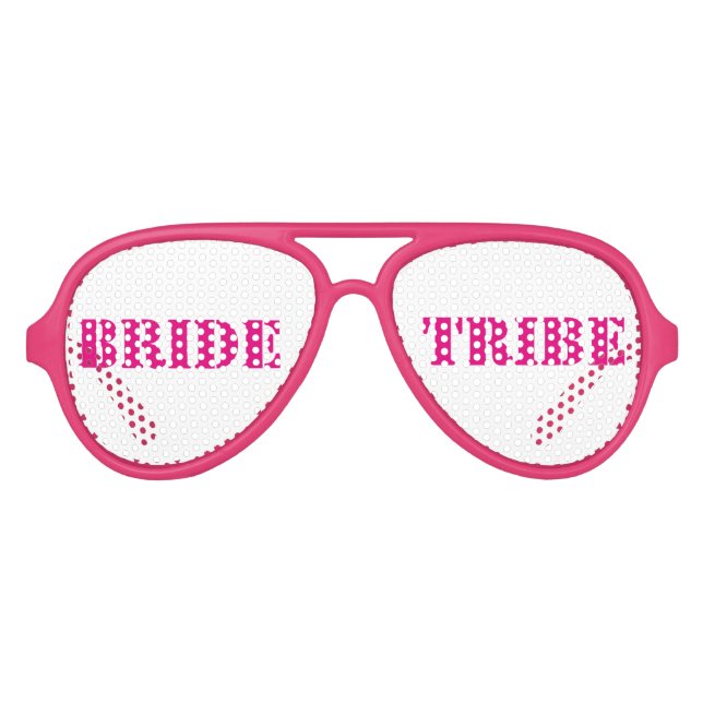 Pink White Bachelorette Bride Tribe Glasses (Front)