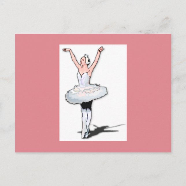 Pink & White Ballet Dancer Ballerina Girl Postcard (Front)