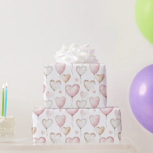 Pink White Balloons Birthday Wrapping Paper