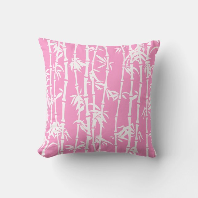 Pink, white bamboo custom cushion (Front)