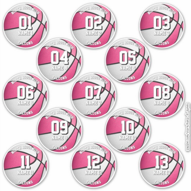 pink white basketball custom girls' names (Front)