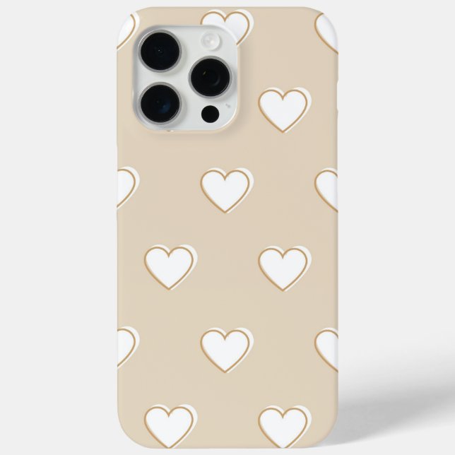 Pink White Beige Cute Simple Heart Pattern Case-Mate iPhone Case (Back)