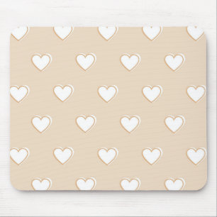 Pink White Beige Cute Simple Heart Pattern Mouse Mat