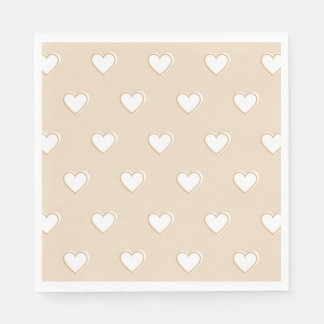Pink White Beige Cute Simple Heart Pattern Napkin