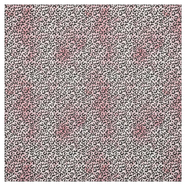 PinK White Black Leopard Print Fabric (Swatch)