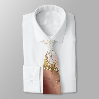 Pink White Black Mauve Gold Glitter Agate Marble Tie