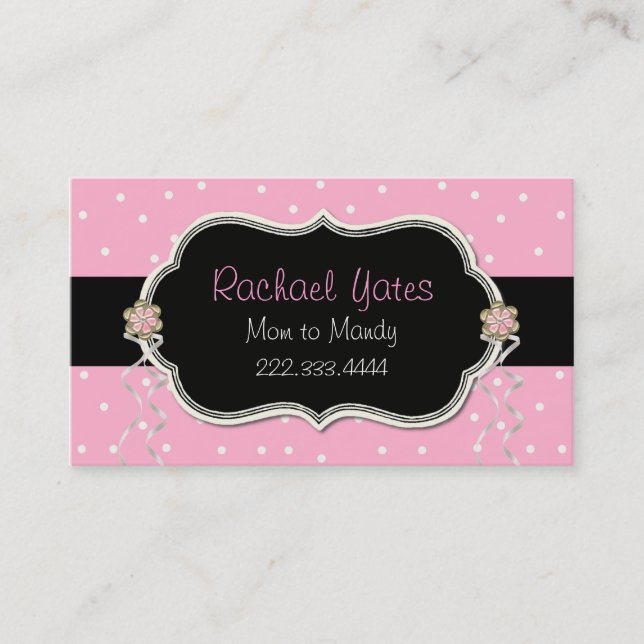 Pink, White, & Black Mummy Play Date Card (Front)