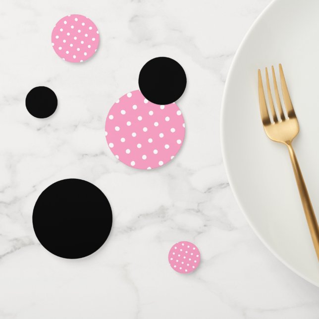 Pink White Black Polka Dots Birthday Party Confetti (Group)