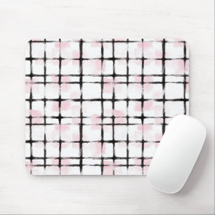 Pink White Black Stripes Mouse Mat