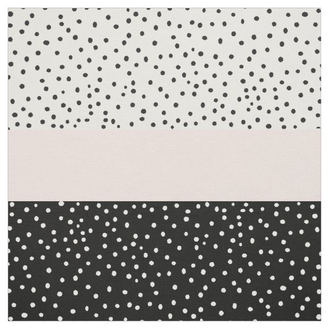 Pink white black watercolor polka dots fabric (Swatch)