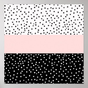 Pink white black watercolor polka dots poster