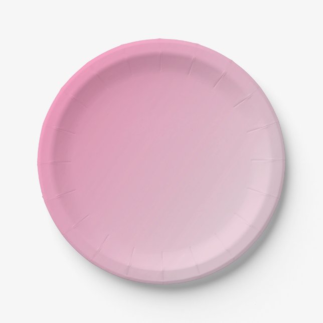 Pink White Blank Elegant Custom Template Paper Plate (Front)