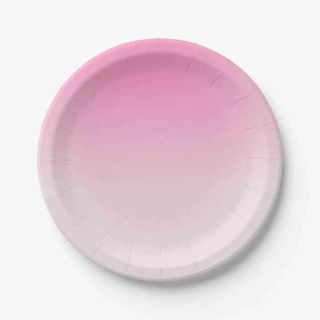 Pink White Blank Trendy Elegant Custom Template Paper Plate (Front)