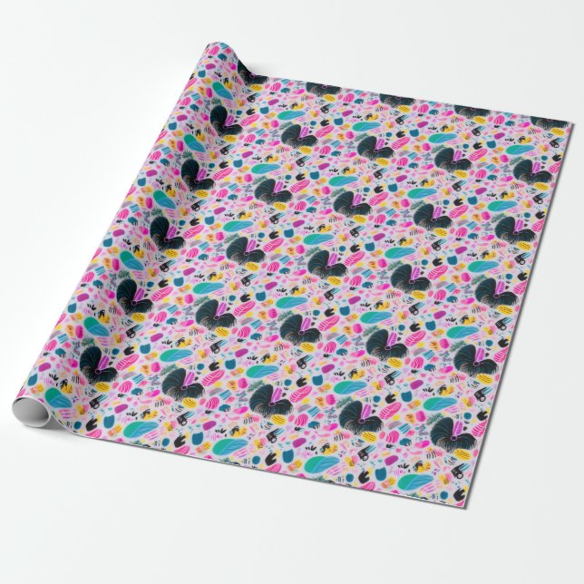 Pink white blue bright vibrant gift wrap business  (Unrolled)