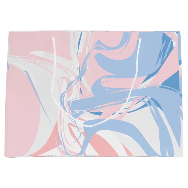 Pink White Blue Marble Swirl Abstract Baby  Large Gift Bag (Front)