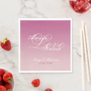 Pink White Blush Love Always Wedding Napkin