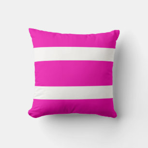 Pink & White Bold Stripes Throw Pillow