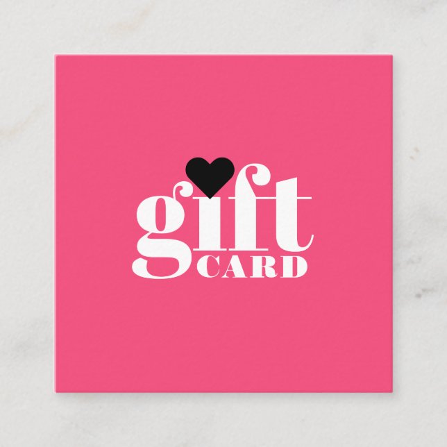 Pink white bold typography salon gift certificate (Front)
