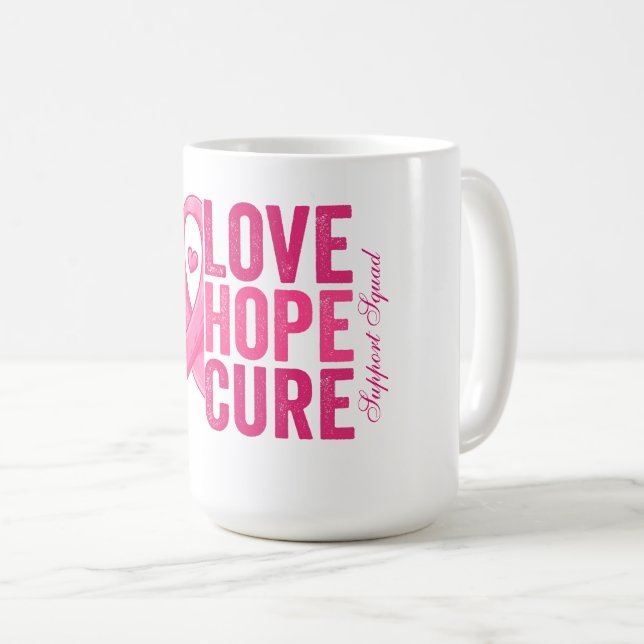 Pink & White Breast Cancer Awareness Theme Mug (Front Right)