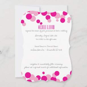 Pink & White Bubbles Confetti Wedding Invitations