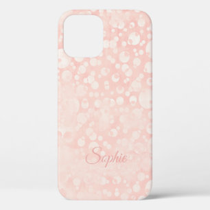 Pink white bubbles polka dots iPhone 12 case