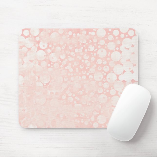 Pink white bubbles polka dots mouse mat (With Mouse)