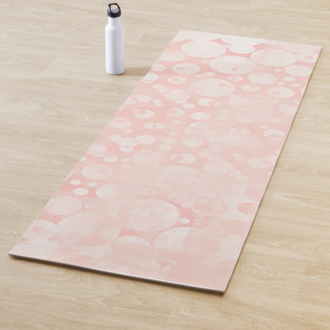 Pink white bubbles polka dots Yoga Mat (In Situ)