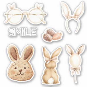 Pink White Bunny Ears Glasses Smile