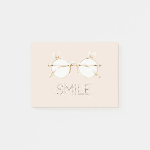 Pink White Bunny Ears Glasses Smile Post-it Notes