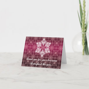 Pink & White Business Holiday Thank You Note Card