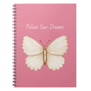 Pink White Butterfly Dreams Notebook