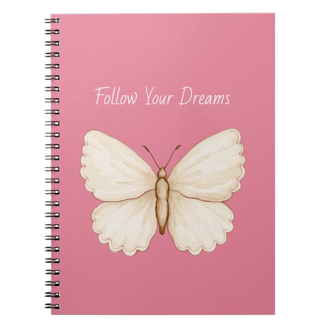 Pink White Butterfly Dreams Notebook (Front)