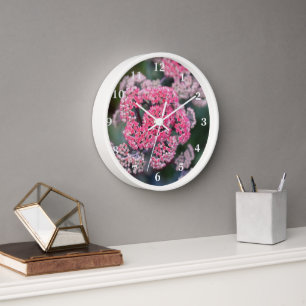 Pink & White Butterfly Stonecup Clock