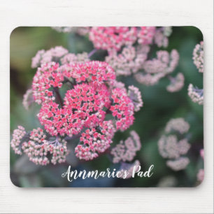 Pink & White Butterfly Stonecup Flowers Mouse Mat