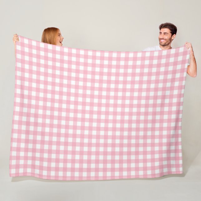 Pink & White Chequerboard Fleece Blanket (In Situ)