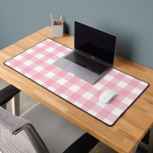 Pink & White Chequerboard Pattern Desk Mat