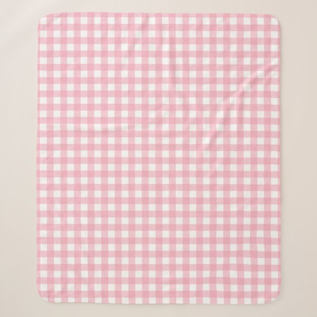Pink & White Chequerboard Sherpa Blanket (Front)