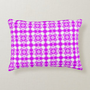 Pink White Chequered Argyle Pattern Decorative Cushion