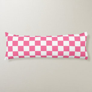 Pink White Chequered Check Pattern Body Cushion