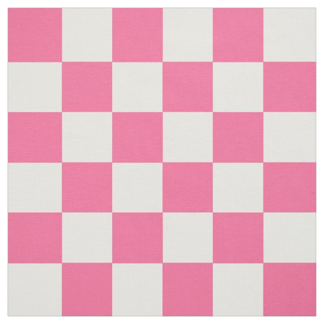 Pink White Chequered Check Pattern Fabric (Swatch)