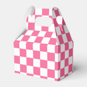 Pink White Chequered Check Pattern Favour Box
